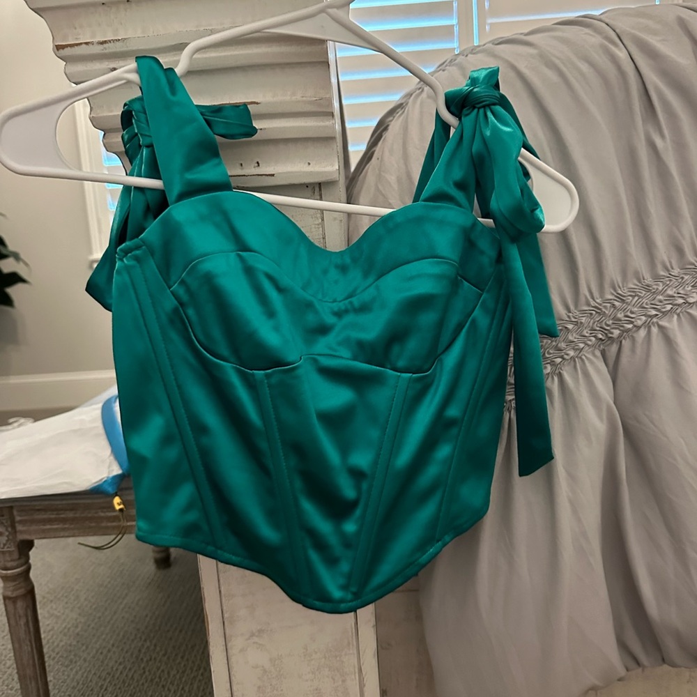 Green silk top